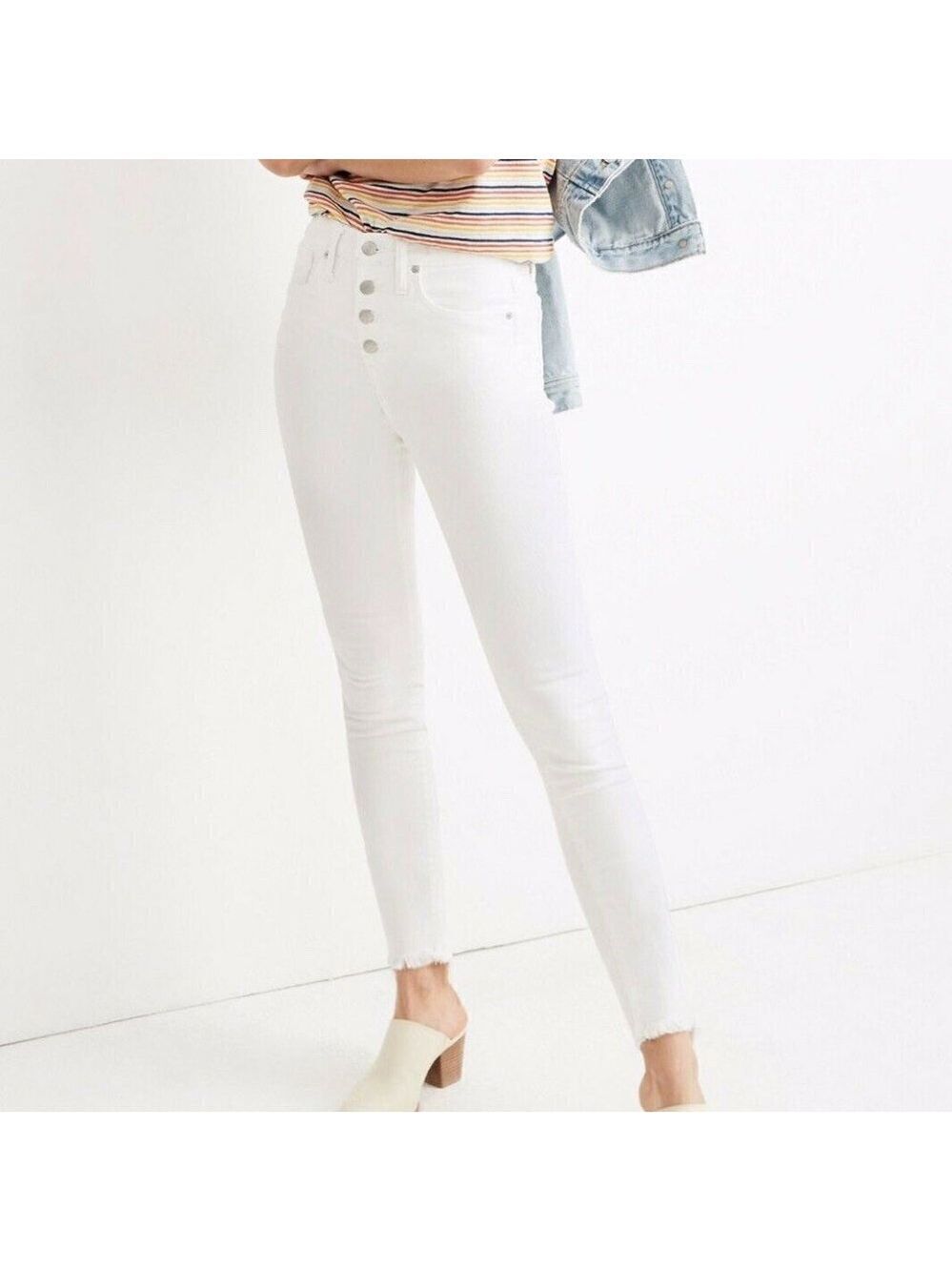 MADEWELL BNWOT Womens 9" Mid-Rise Skinny White Jeans New Button Fly